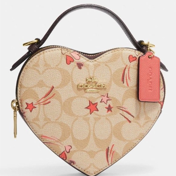 NWT Heart Crossbody In Signature Canvas With Heart And Star Print - Picture 1 of 8
